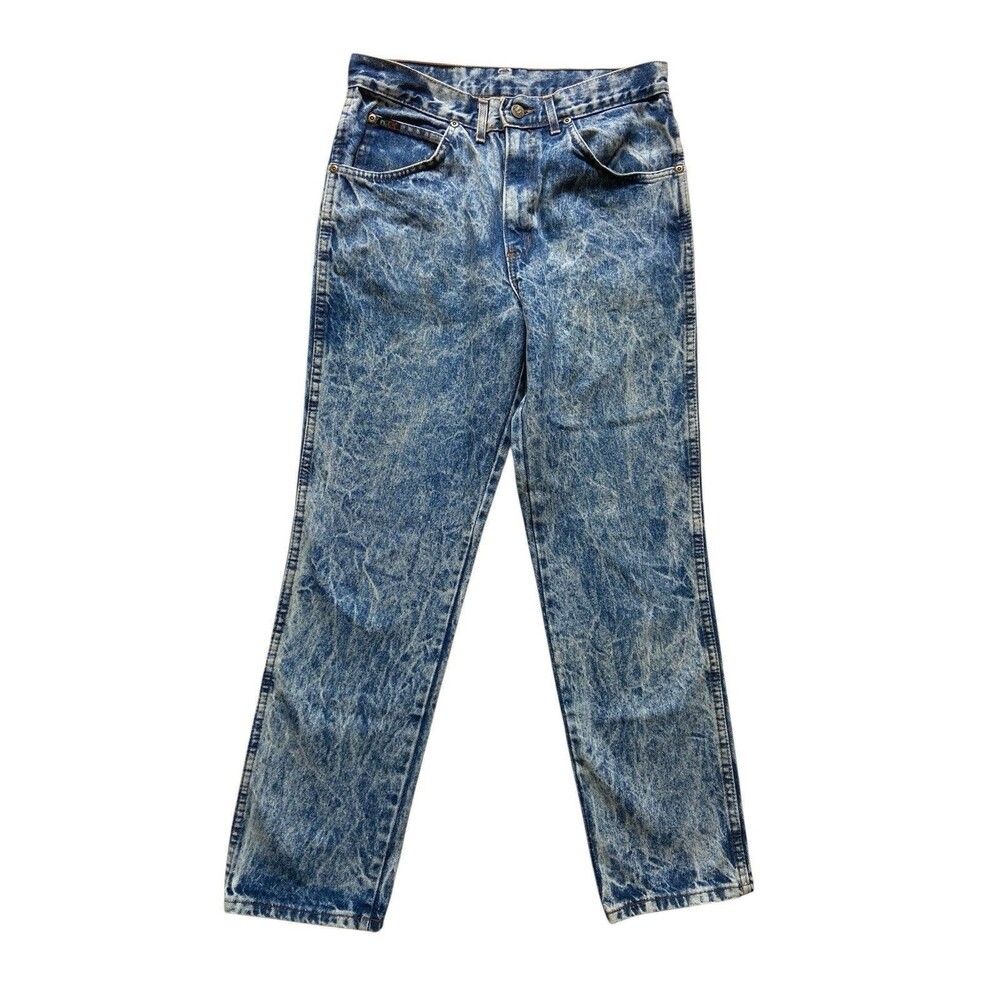 Vintage 80s H.I.S Acid Wash Jeans Mens Size 31 x 30 Made in USA Straight Leg 90s
